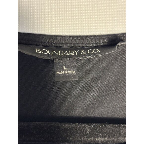 Boundary & Co. Black Fringe Top With Faux Leather Panels Size L - Picture 4 of 9